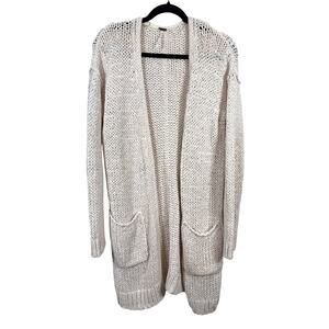 Free People Cardigan Womens Large Ivory Cream Sienna Open Front Longline